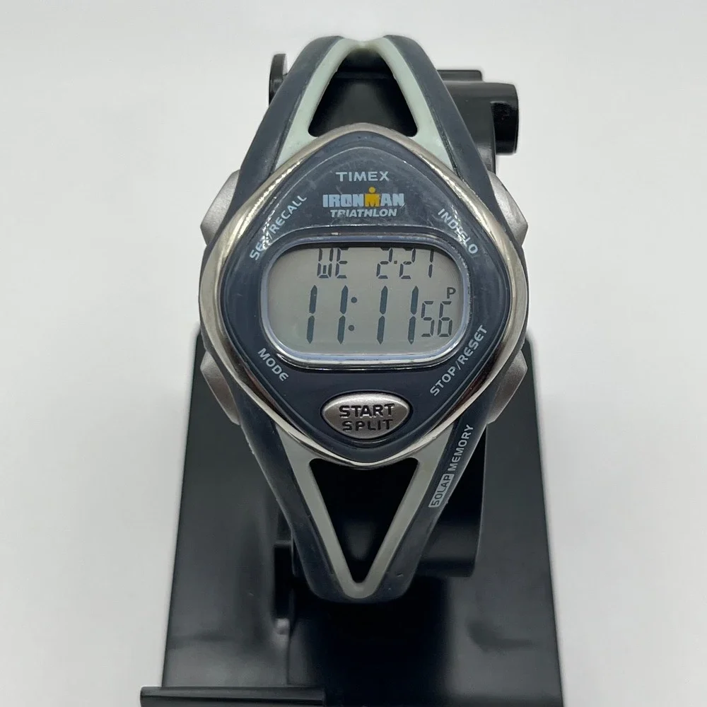 Timex Ironman Triathlon Watch Women OS Navy Blue Digital 50 Lap M892 Indiglo